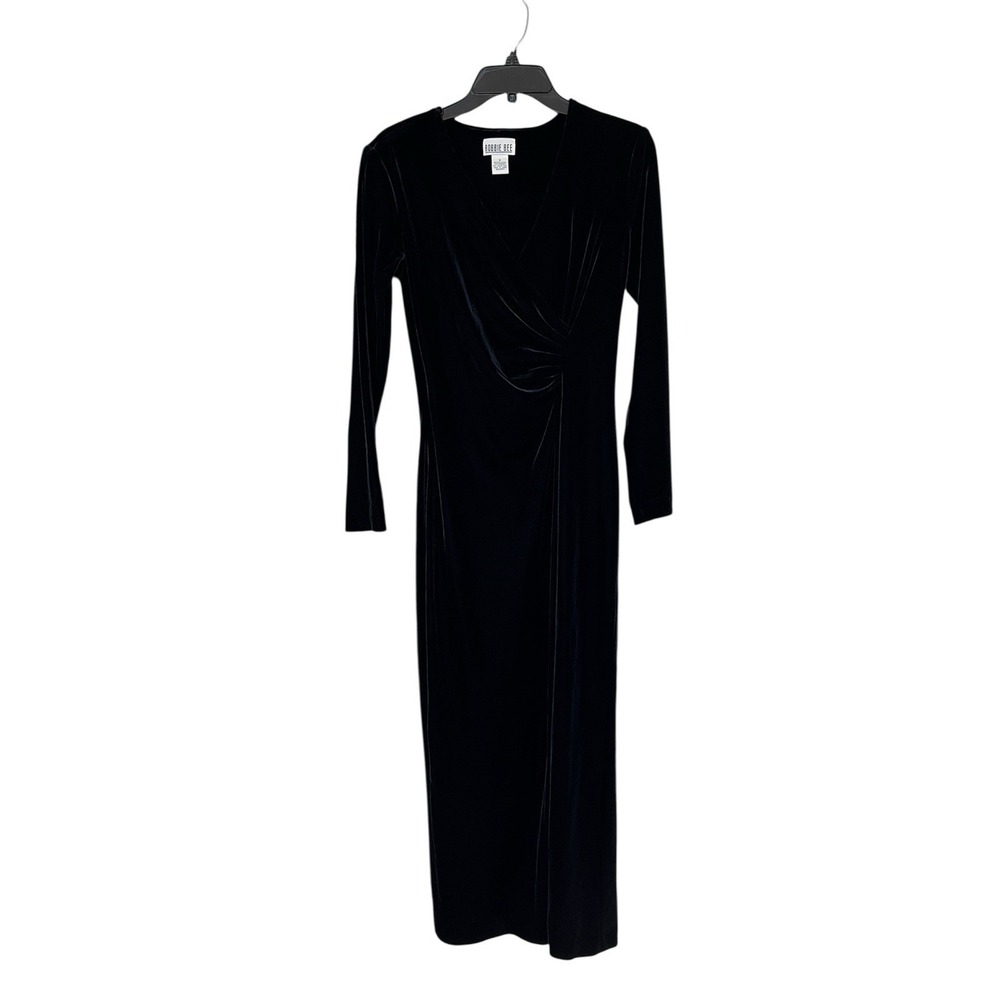 Vintage Robbie Bee Black Velvet Maxi Dress‎ Women's 6 NWT
